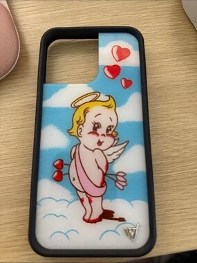 Wildflowers Blue and White Cloud Cupid Phone Case with Red Accents